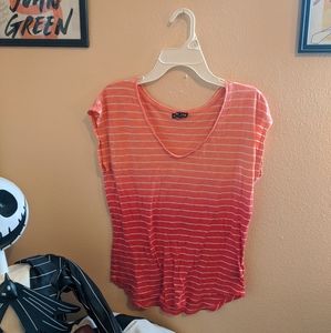 Express Flowy Salmon Colored Shirt with Stripes